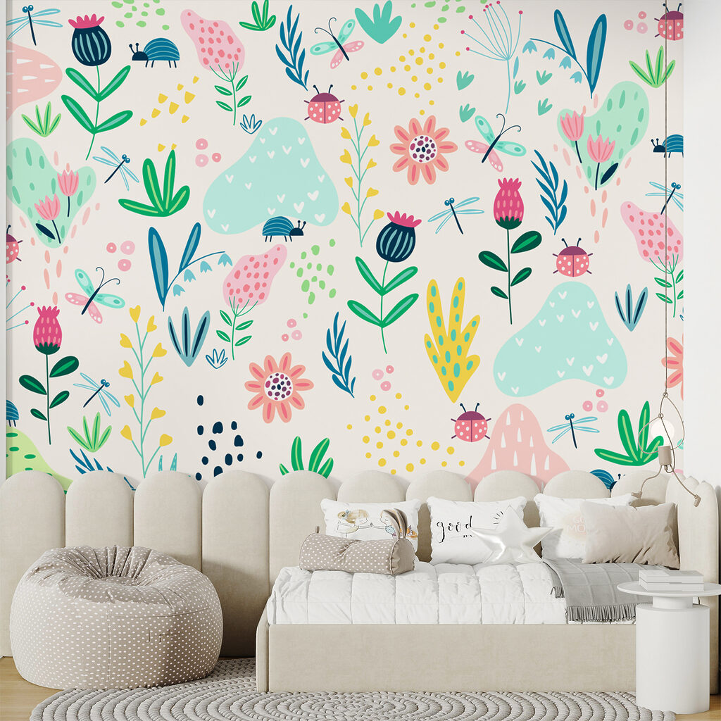 Beetles among colourful flowers — interior 2