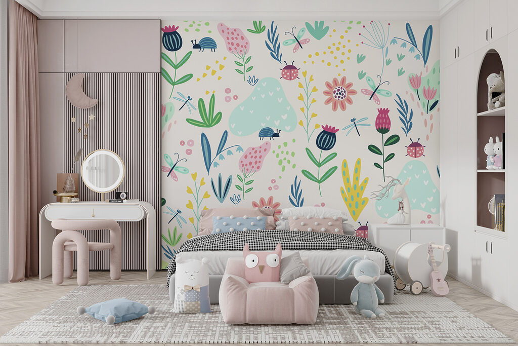 Beetles among colourful flowers — interior 3