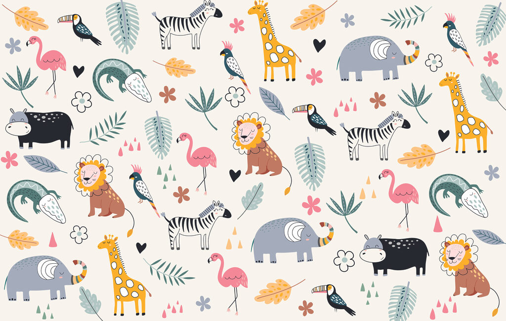 Playful safari animals — full design