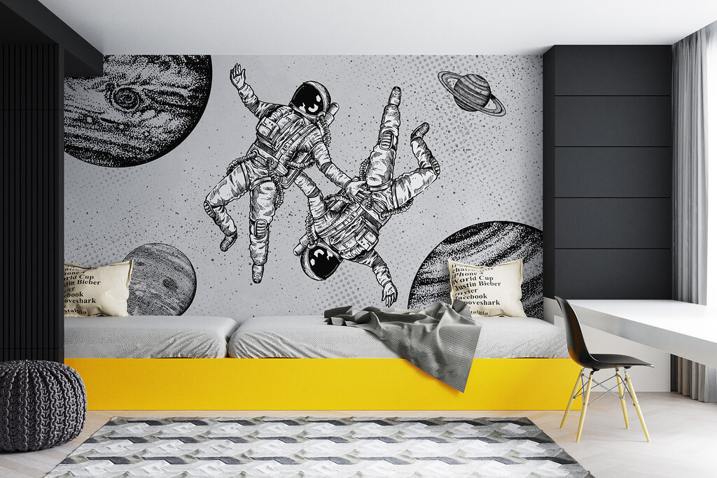 Two astronauts floating — interior 1