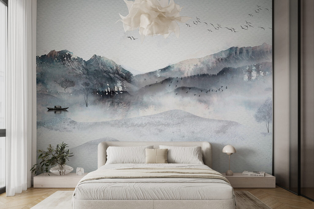 Boat in misty hills — interior 1