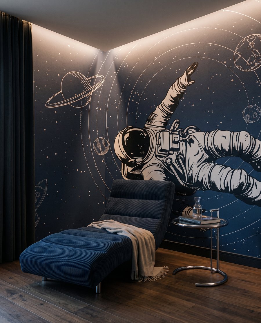 Astronaut among planet orbits — interior 1