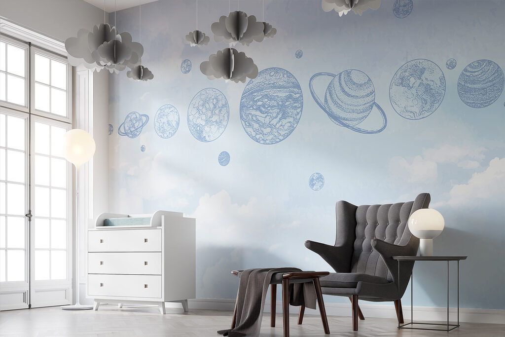 Planets above blue clouds — interior 4
