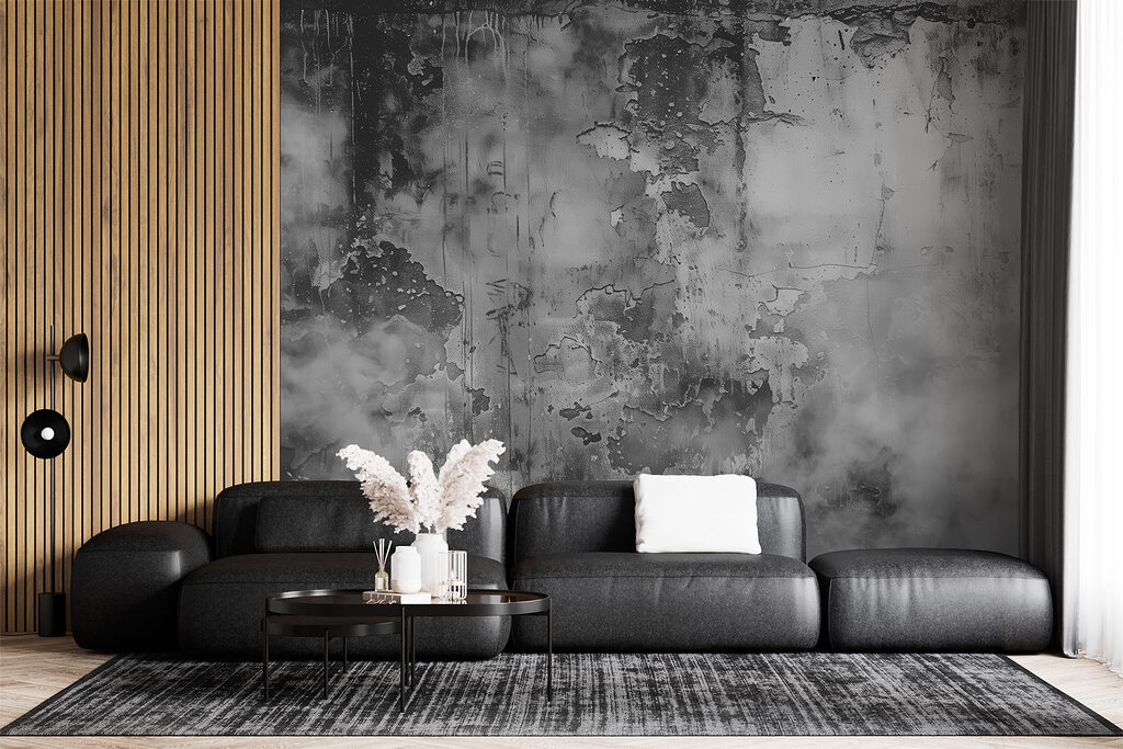 Weathered dark grey paint — interior 1