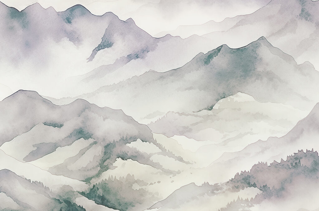 Watercolour Mountain Mist — full design