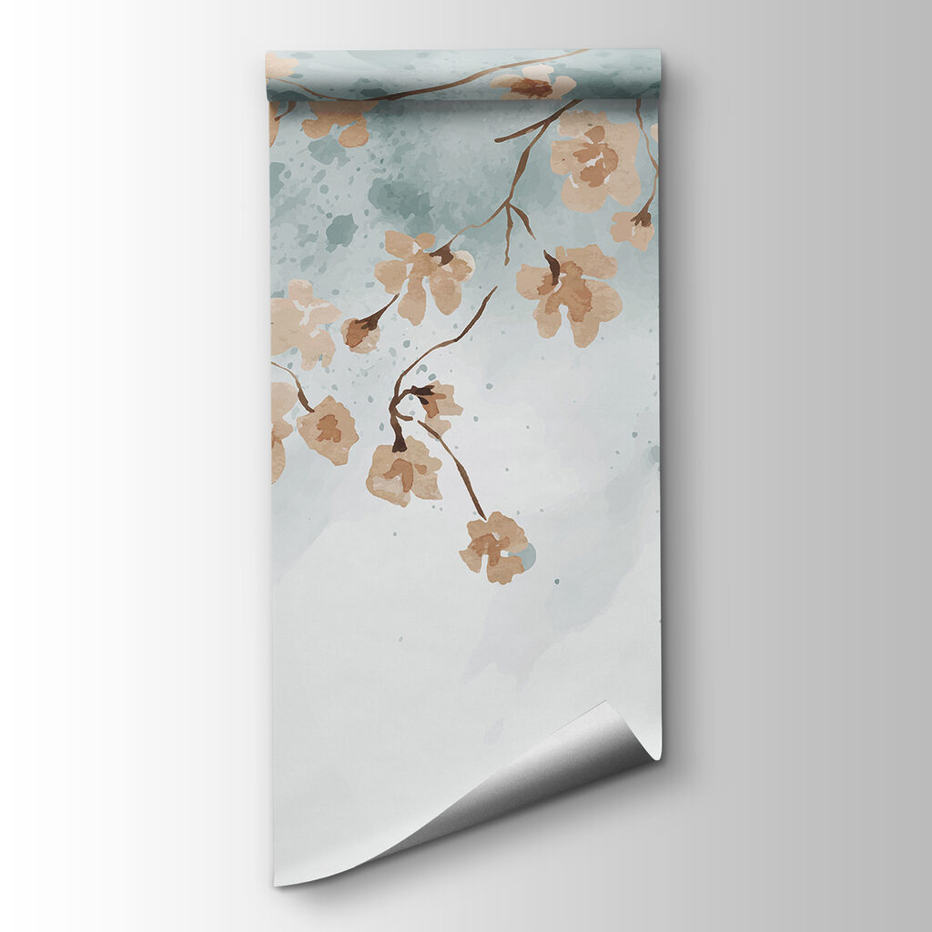 Apricot blossom on blue — product view