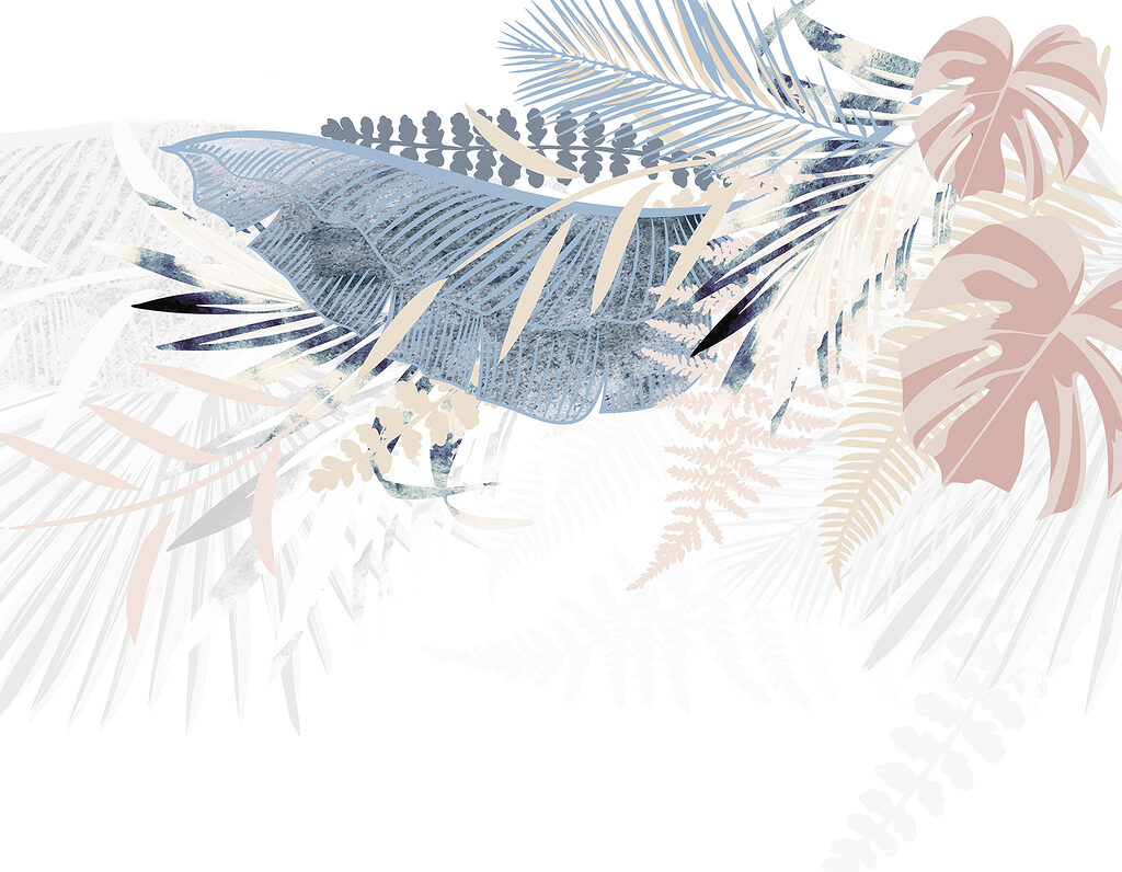 Pastel leaves fan out — full design