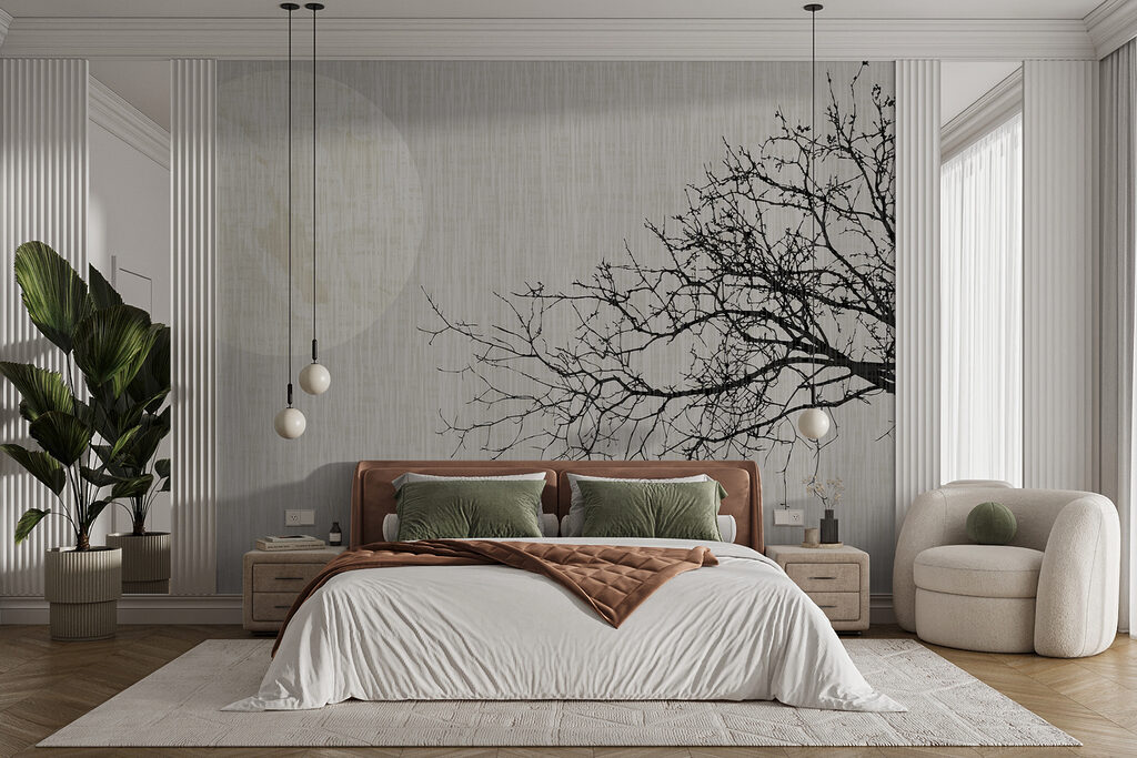 Moon and Bare Branches in an interior
