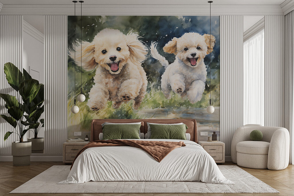 Two little dogs running — interior 1
