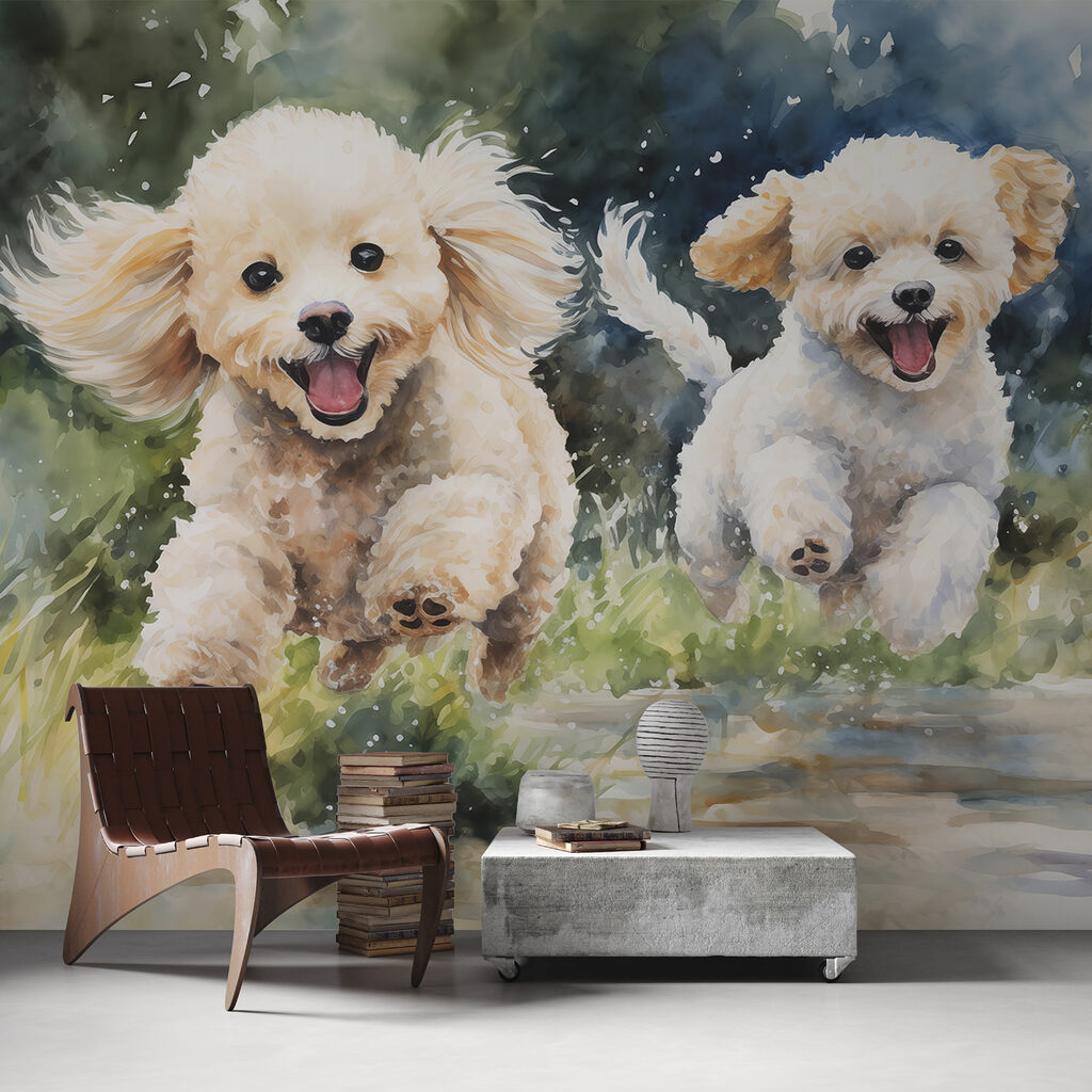 Two little dogs running — interior 2