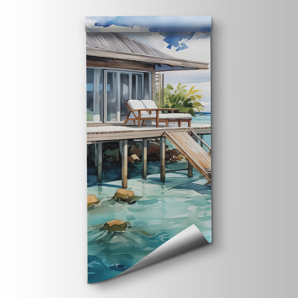 Beach house over turquoise — product view