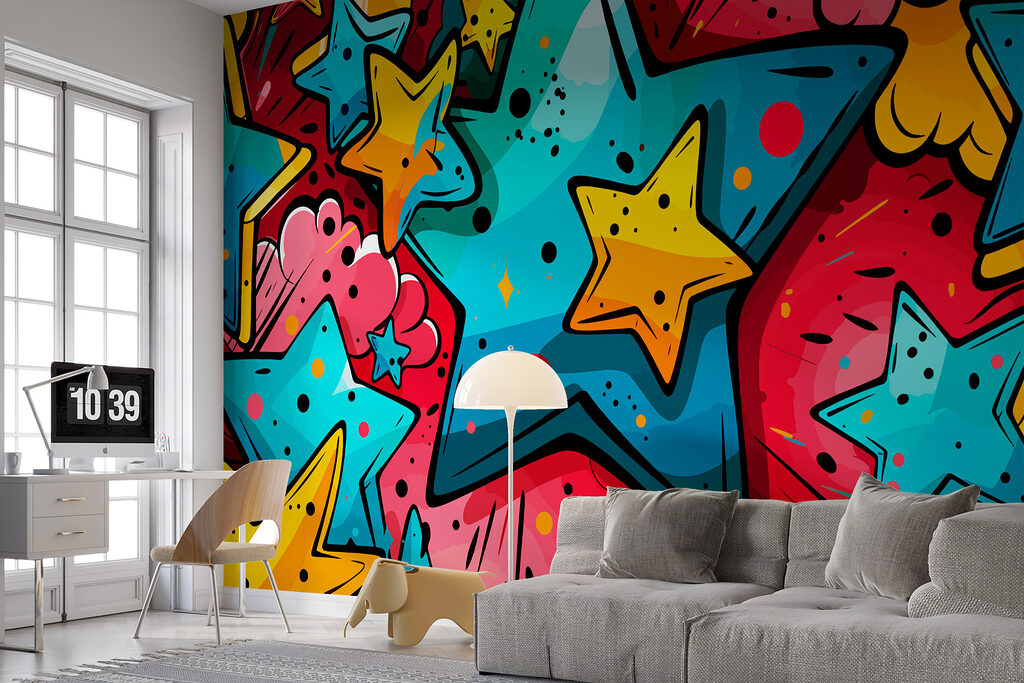 Colourful stars like graffiti — interior 1