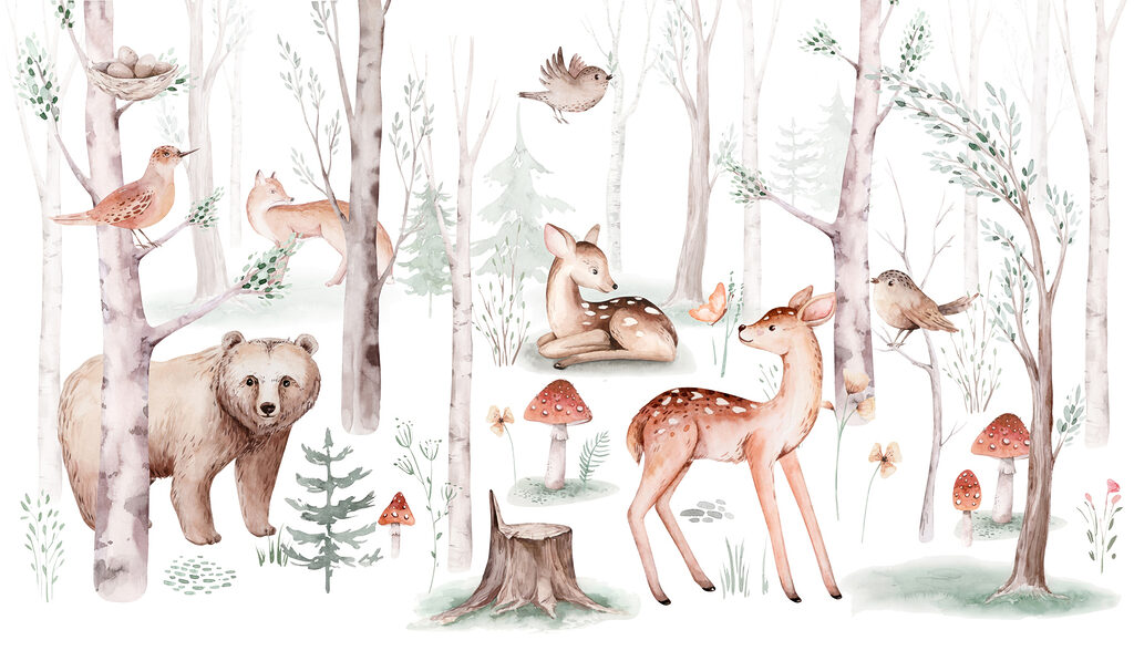 Forest deer and bear — full design