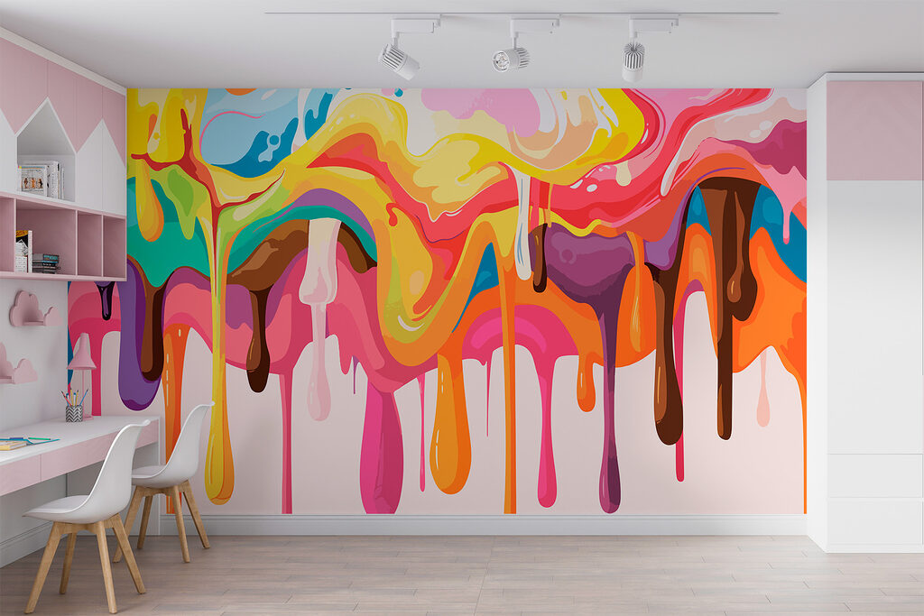 Colourful paint drips down — interior 2