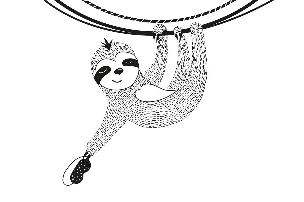 Sloth on a branch — full design
