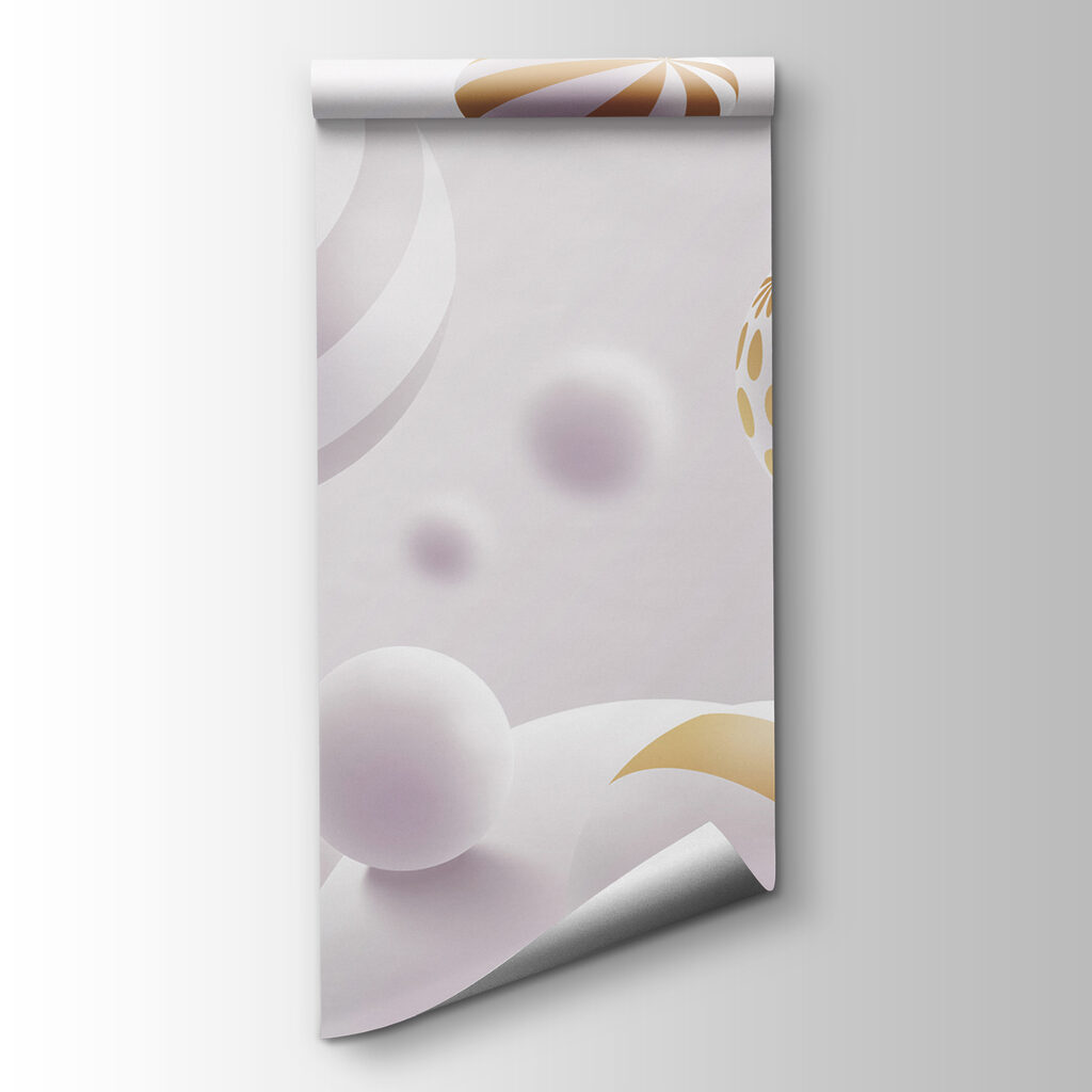 Gold-striped white spheres — product view