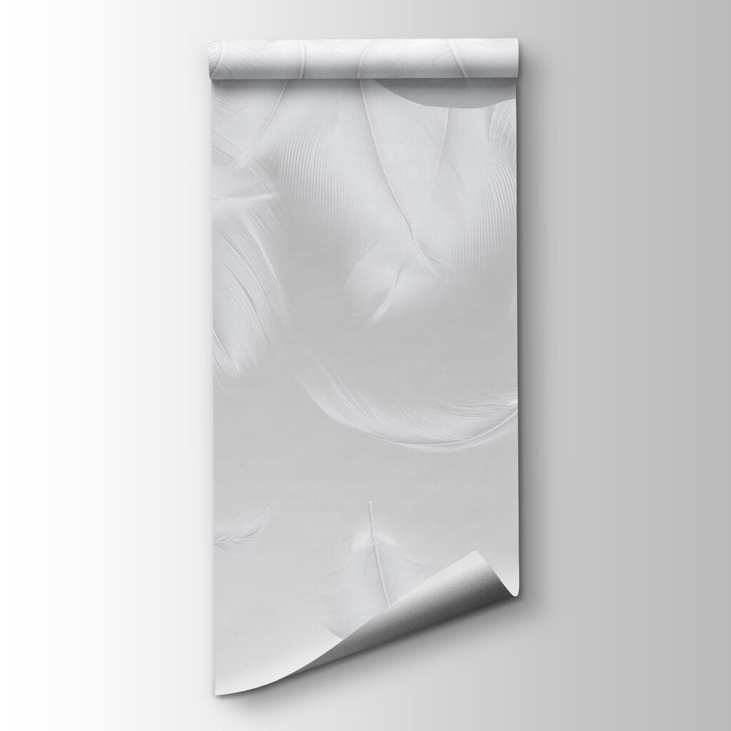 Floating white feathers — product view