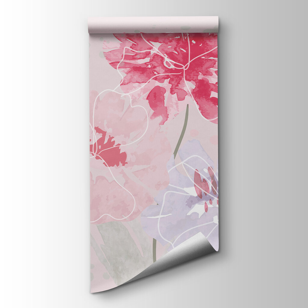 Pink flowers, light outlines — product view