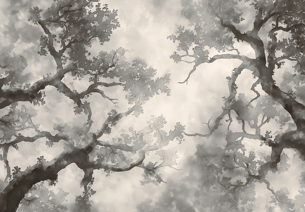 Twisting trees in watercolour — full design