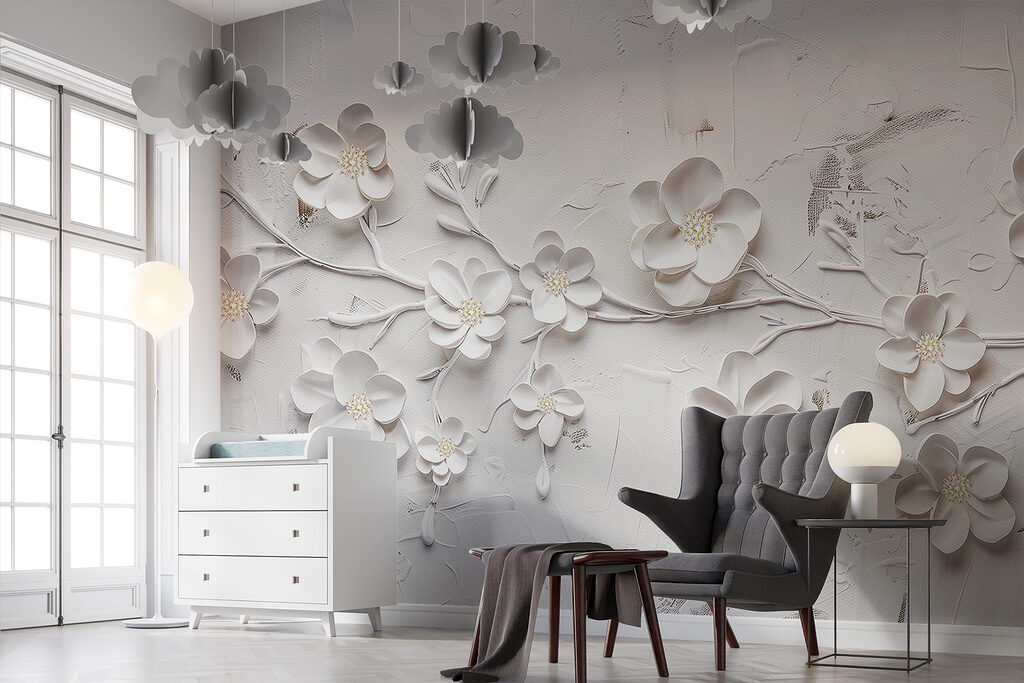 White blossom with depth — interior 5