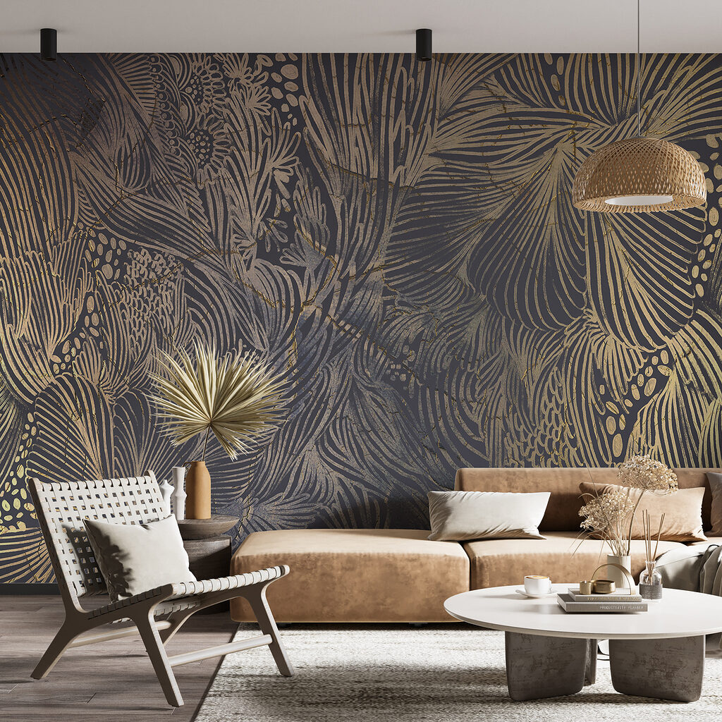 Golden palm leaf lines — interior 1