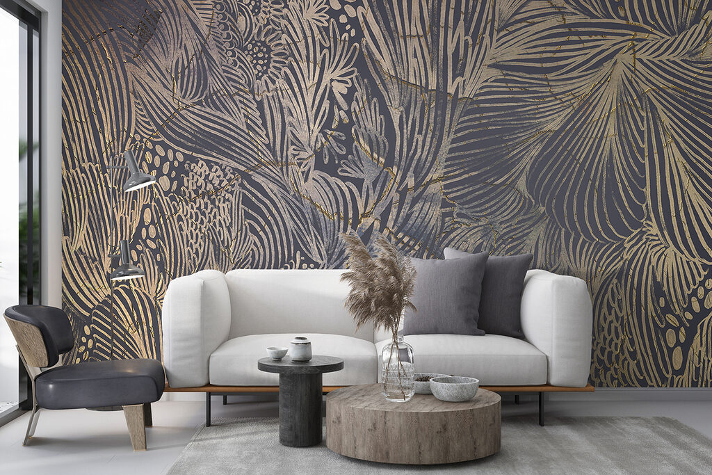 Golden palm leaf lines — interior 3
