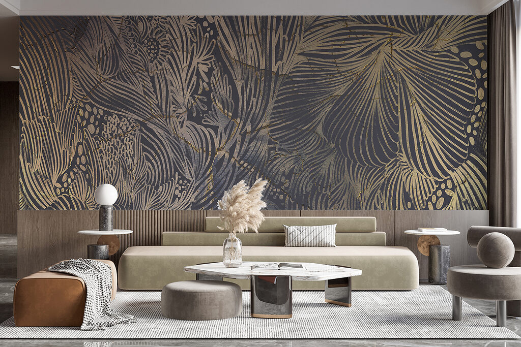 Golden palm leaf lines — interior 4