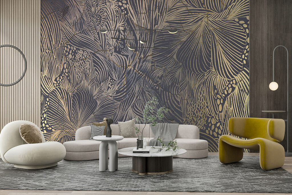 Golden palm leaf lines — interior 5