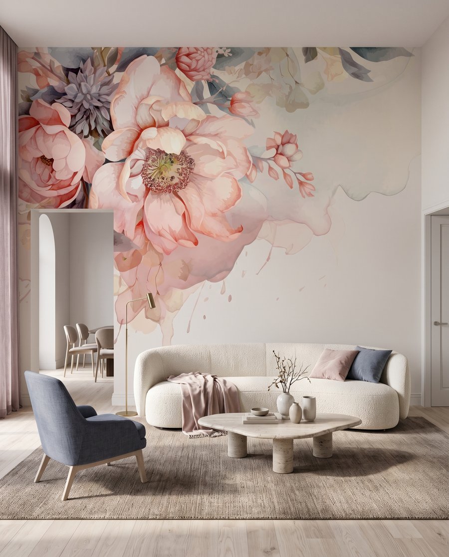 Watercolour Rose Arrangement in an interior