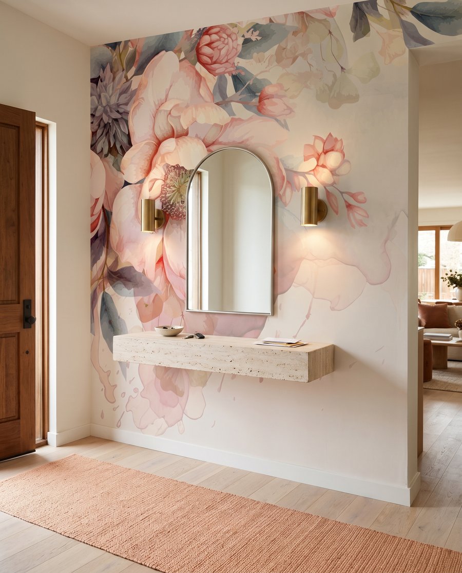 Watercolour Rose Arrangement in an interior