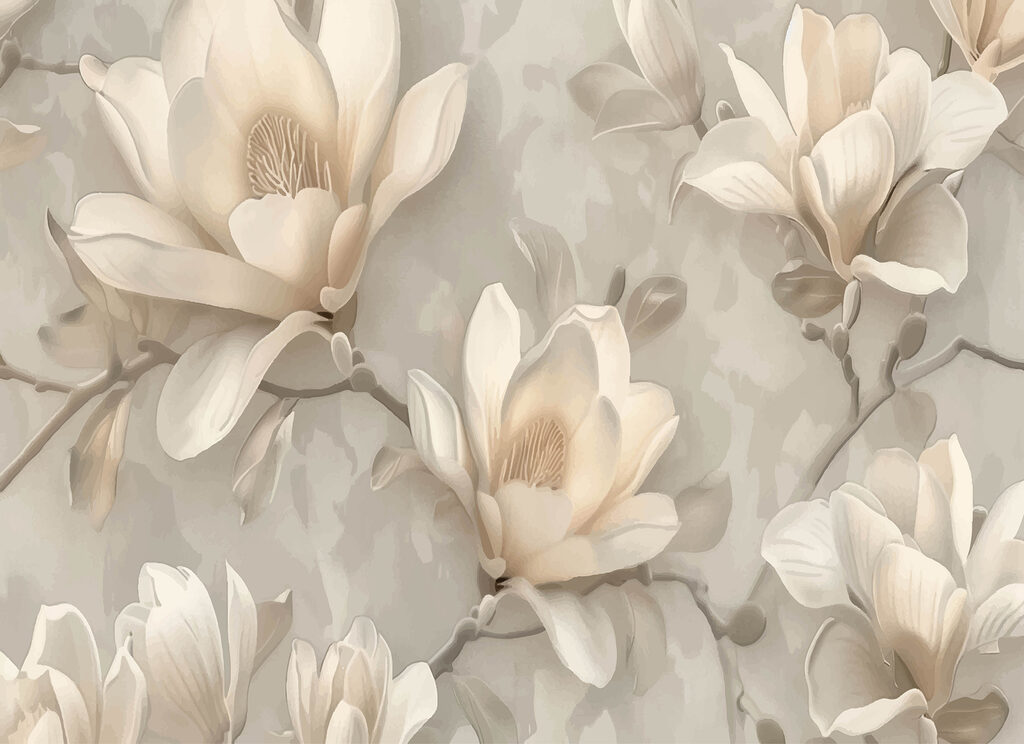 Magnolias in relief — full design