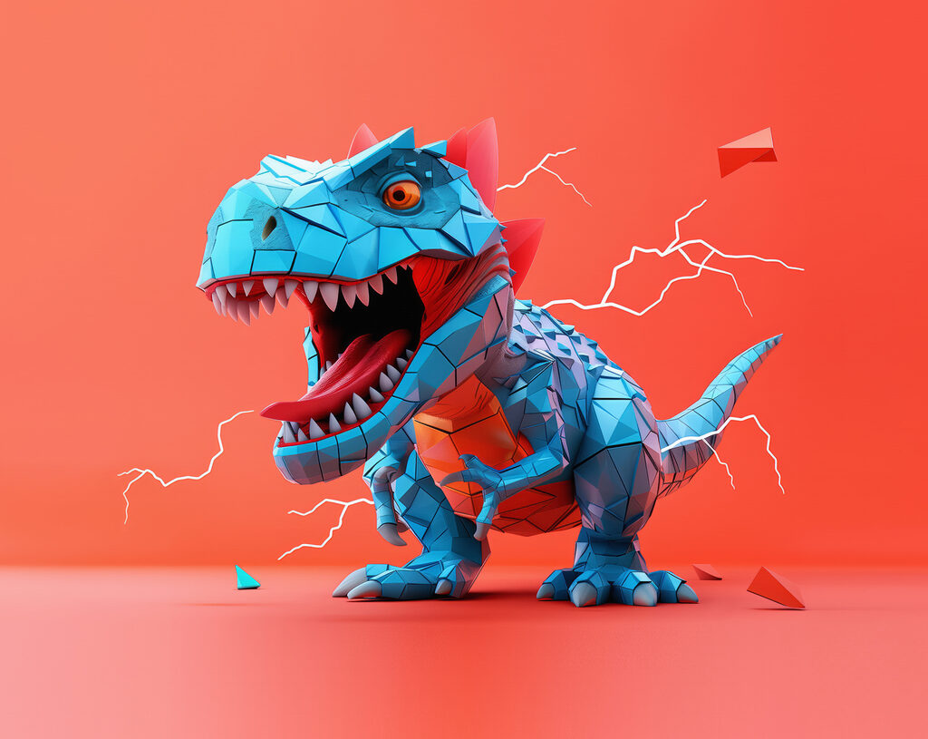 Blue dinosaur — full design