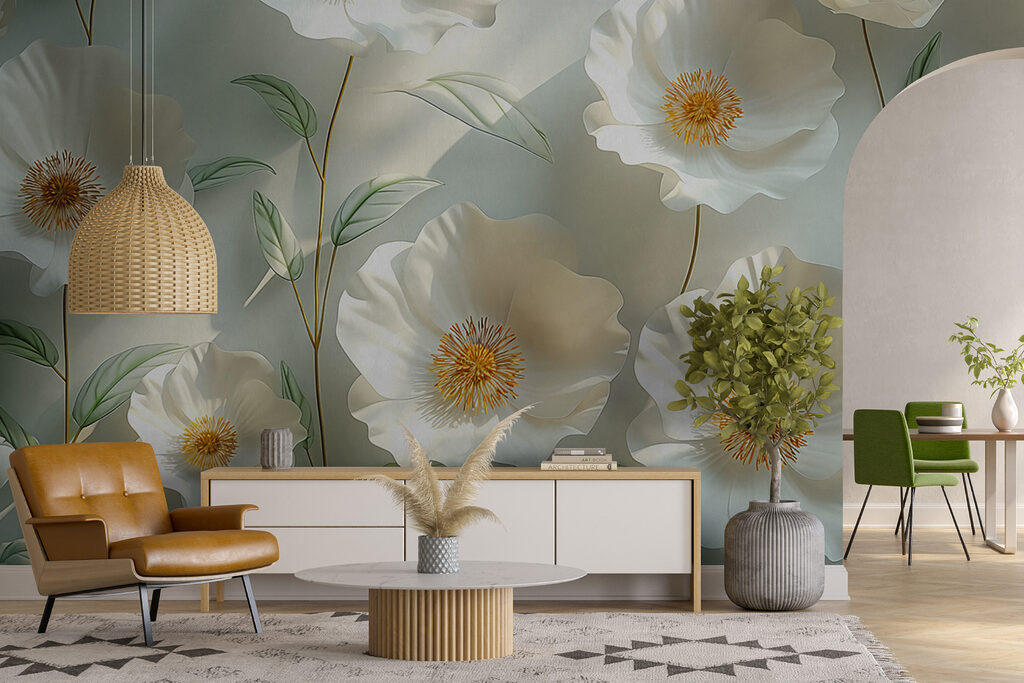 White flowers catch light — interior 6