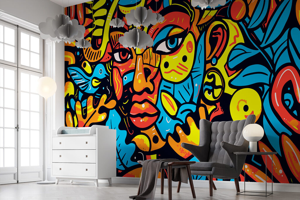 Face in bright lines — interior 3
