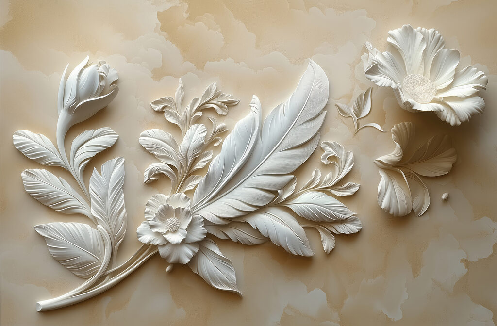 Diagonal branch, round blooms — full design