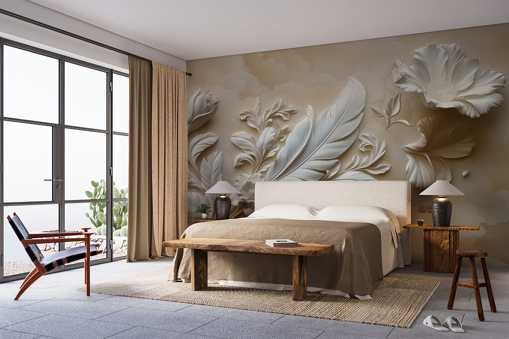 Diagonal branch, round blooms — interior 1