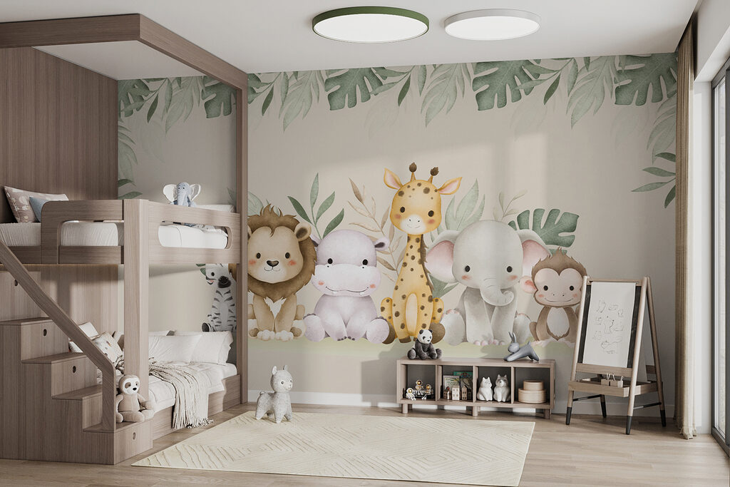 Safari friends under leaves — interior 1