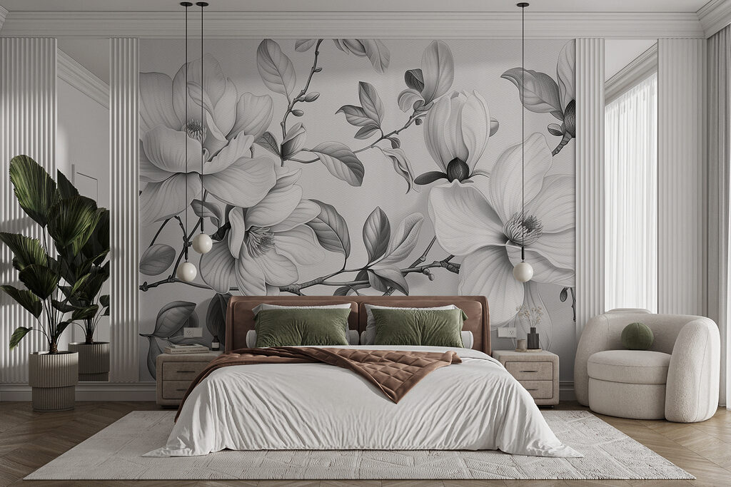 Magnolia branches in pencil — interior 4