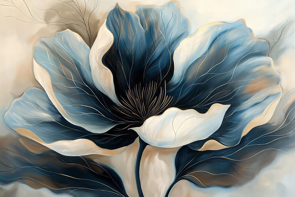 Deep blue flower — full design