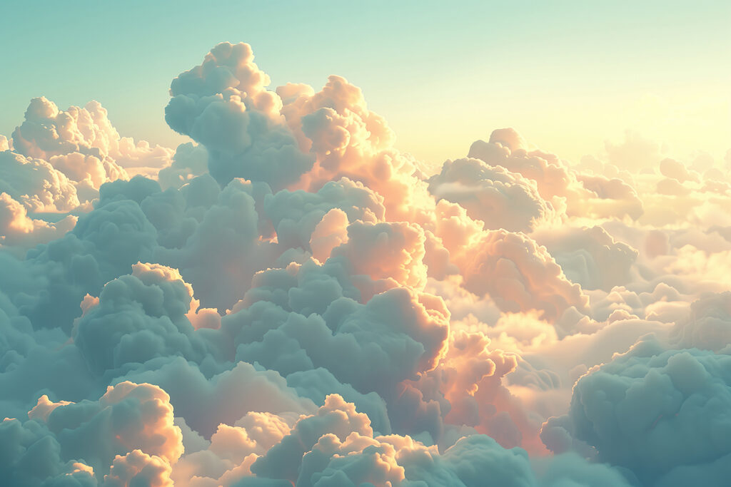 Turquoise clouds at dusk — full design