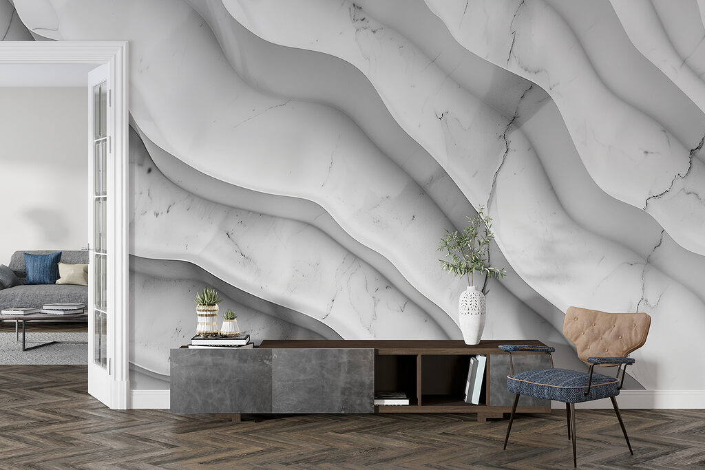 White layered waves — interior 4