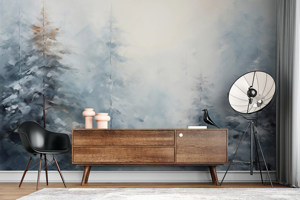 Pines in cold mist — interior 2