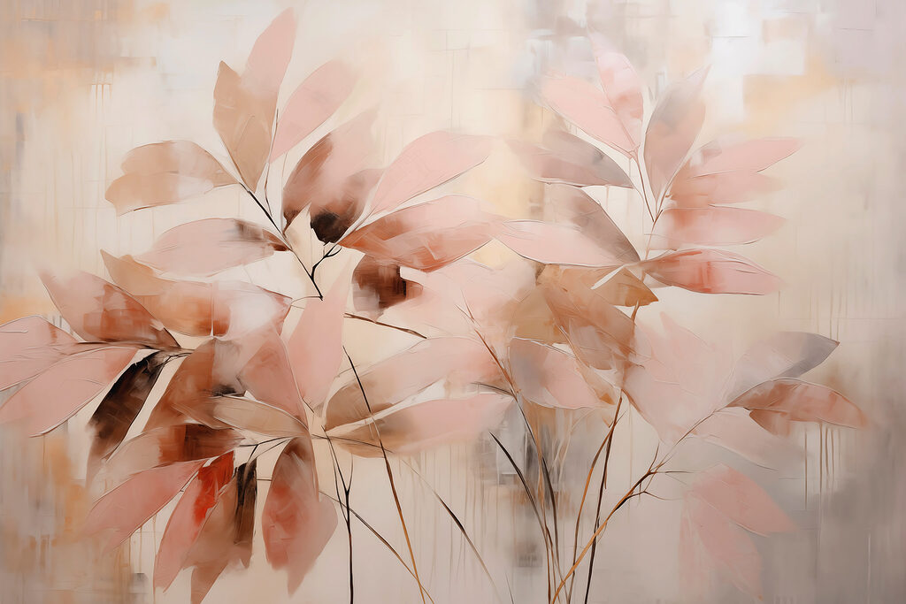 Leafy branches in peach — full design