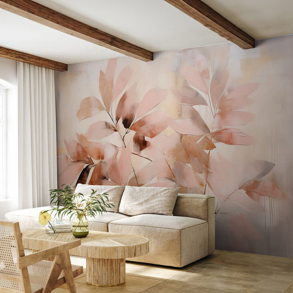 Leafy branches in peach — interior 1