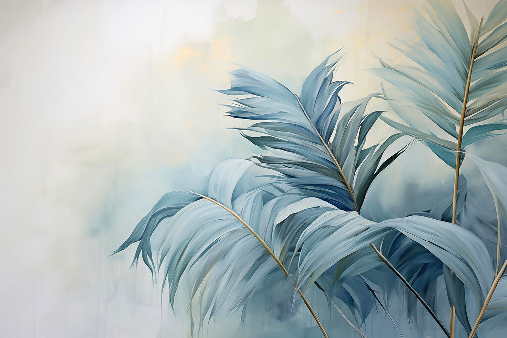 Fronds bending along edges — full design