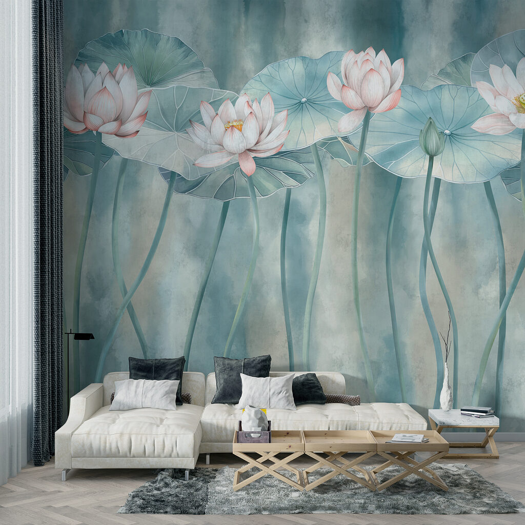 Lotus on curved stems — interior 2