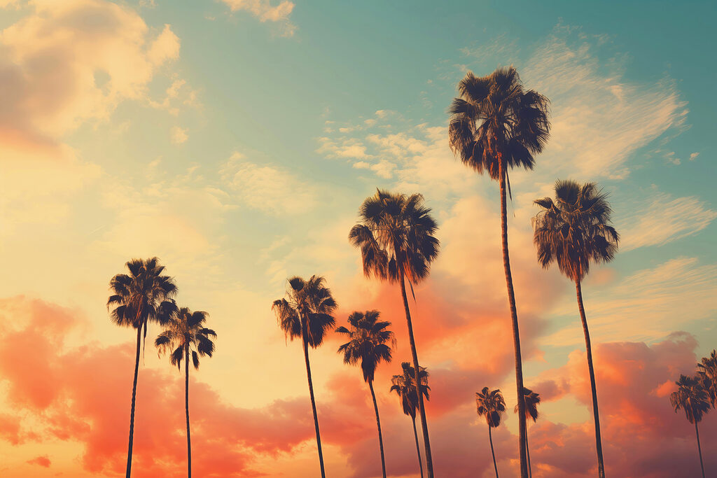 Palms against evening clouds — full design