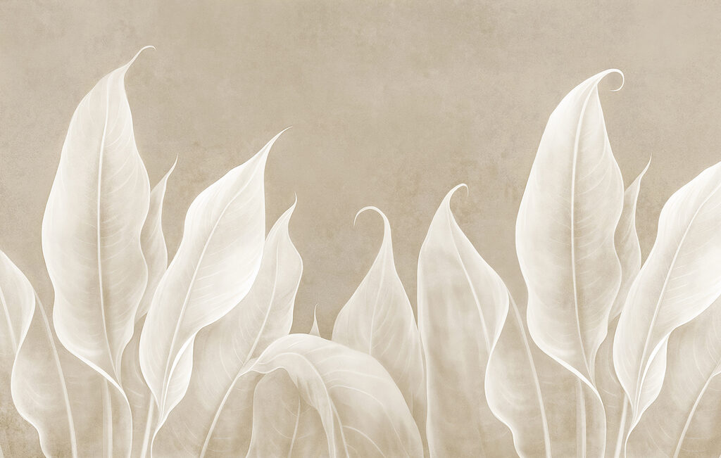 Translucent leaves rising — full design
