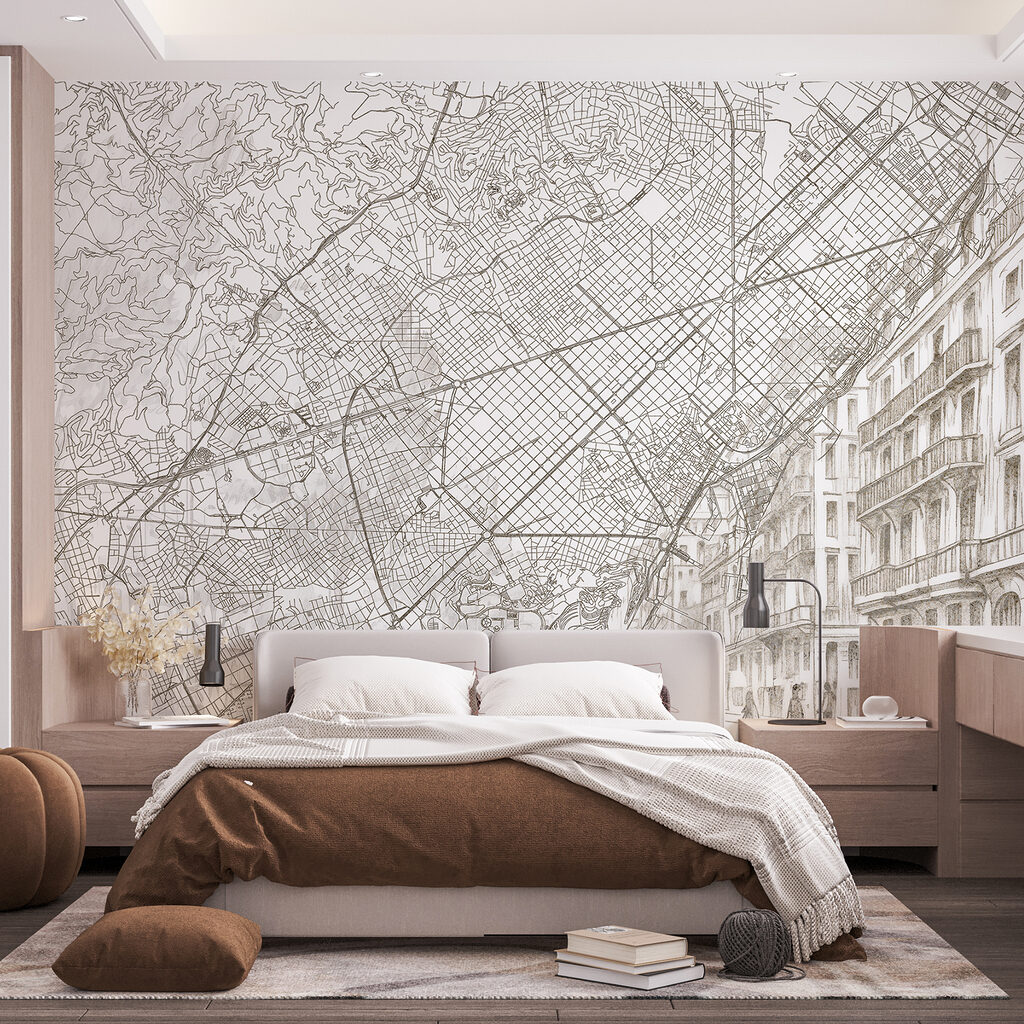 City map over facades — interior 1