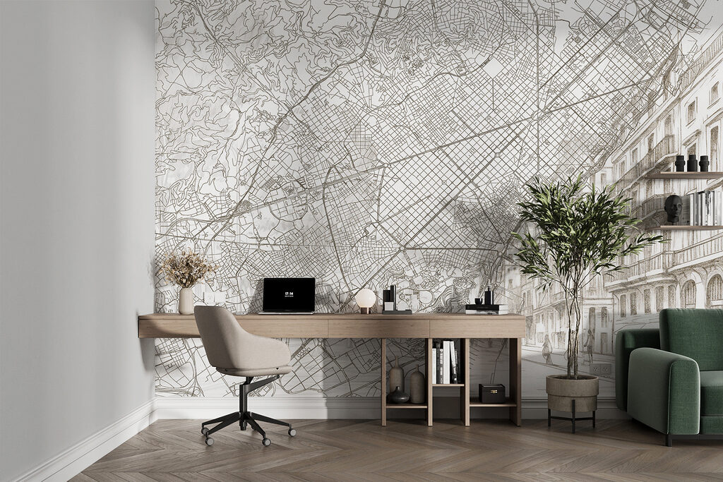City map over facades — interior 4